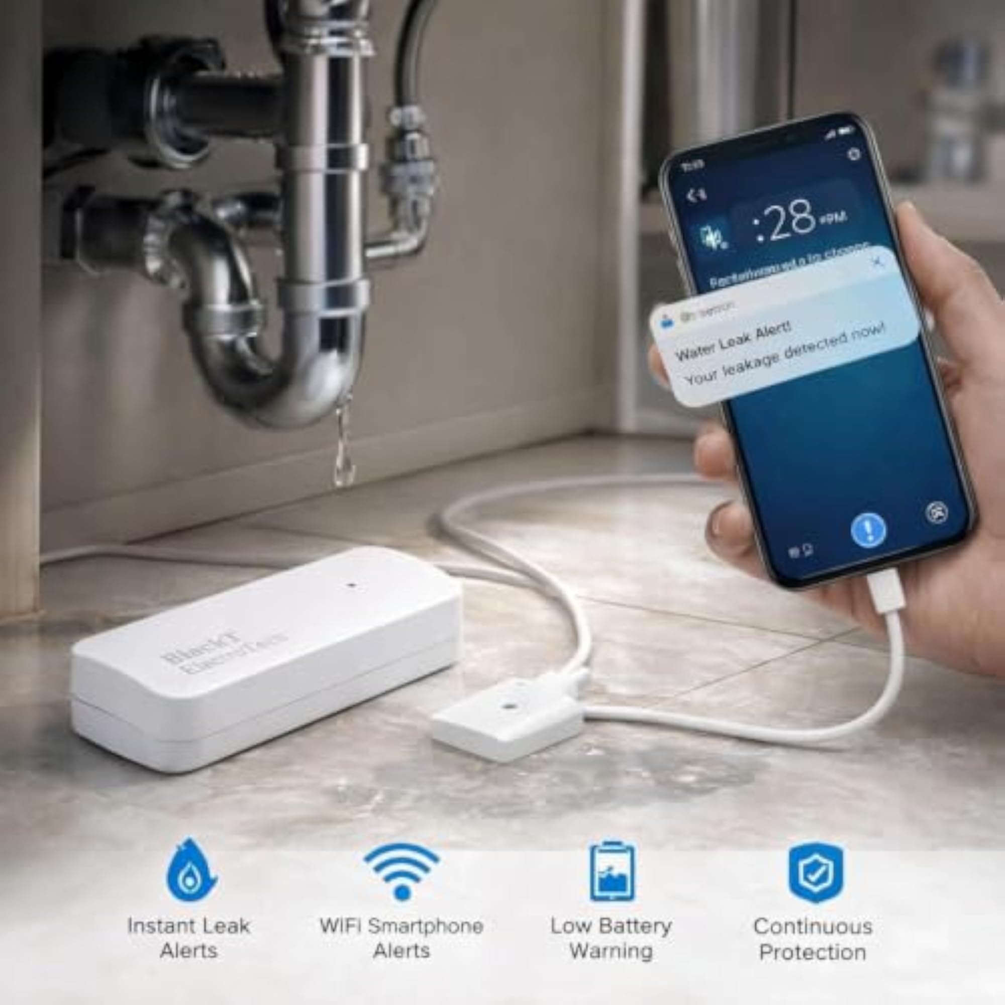 WiFi Water Leak Detector with External Probe